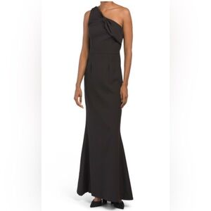 JS Collections One-Shoulder Black Evening Gown Size 8